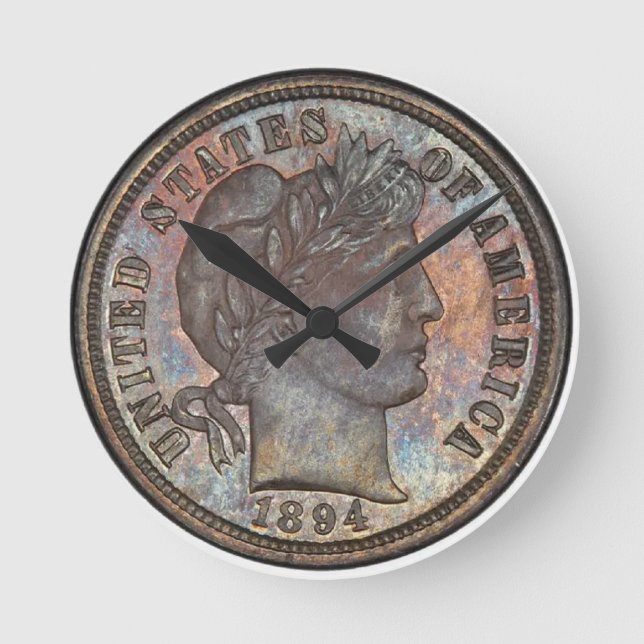 1894-S Barber Dime Round Clock (Front)