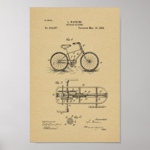 1894 Vintage Bicycle Gearing Patent Art Print