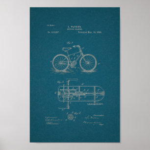 1894 Vintage Bicycle Gears Patent Print Blueprint