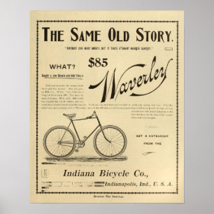 1894 Waverly Indiana Bicycle Ad Art Poster