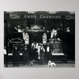 1895 CHICAGO SALOON & BILLIARD PARLOR POSTER