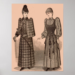 1895 Delineator print ladies coat and dress