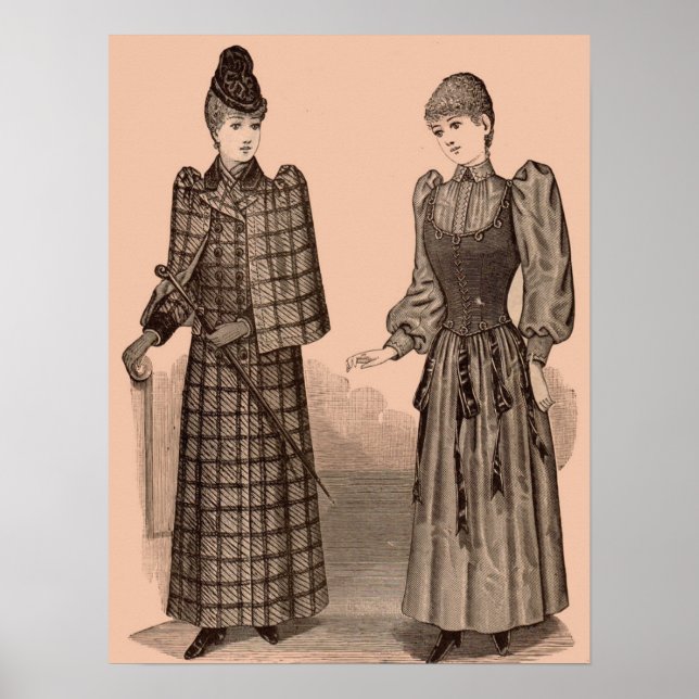 1895 Delineator print ladies coat and dress (Front)