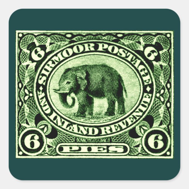 1895 Indian Princely States Elephant Square Sticker (Front)