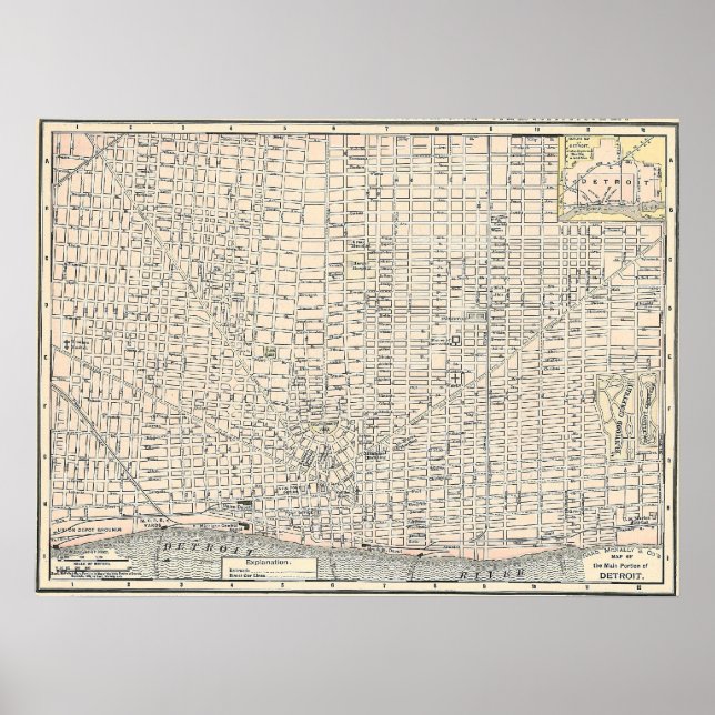 1895 Map of Detroit Poster (Front)