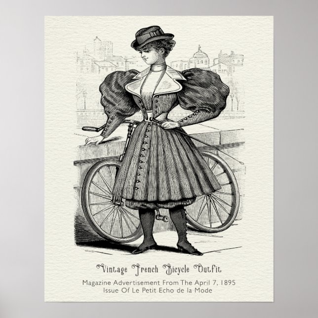 1895 Vintage French Bicycle Outfit Poster (Front)