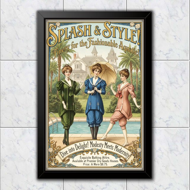 1895 Vintage Oceanic Chic Swimwear Advertising Poster (Creator Uploaded)
