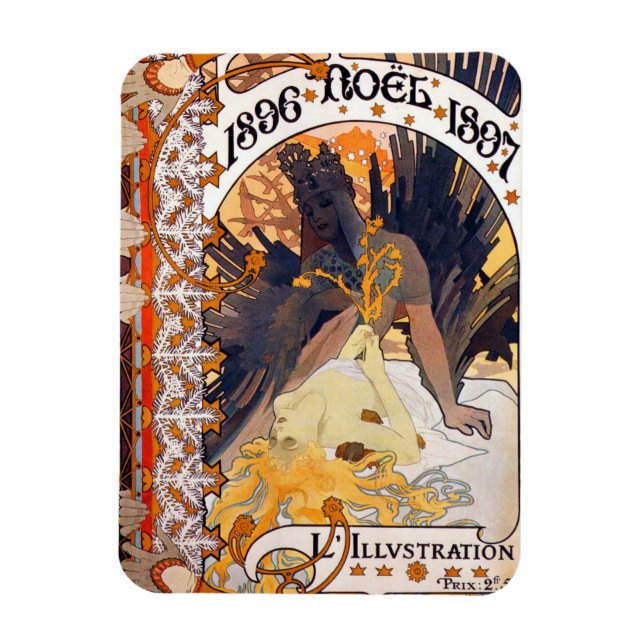 1896 Alphonse Mucha Noel Magnet (Vertical)