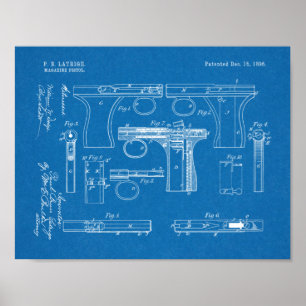 1896 Gun Magazine Patent Art Drawing Print