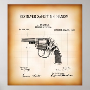 1896 PATENT for REVOLVER SAFETY MECHANISM Poster