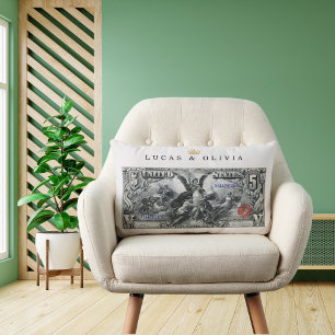 1896 Silver Certificate Bank Note – Couple's Gift  Lumbar Cushion