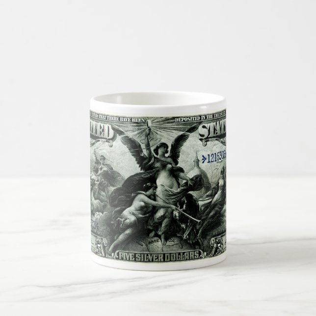 1896 US Five Dollar silver Certificate Coffee Mug (Center)