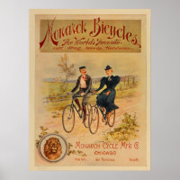 1896 Vintage Colour Monarch Bicycles Ad Art Poster