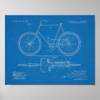 1897 Chainless Bicycle Patent Art Drawing Print