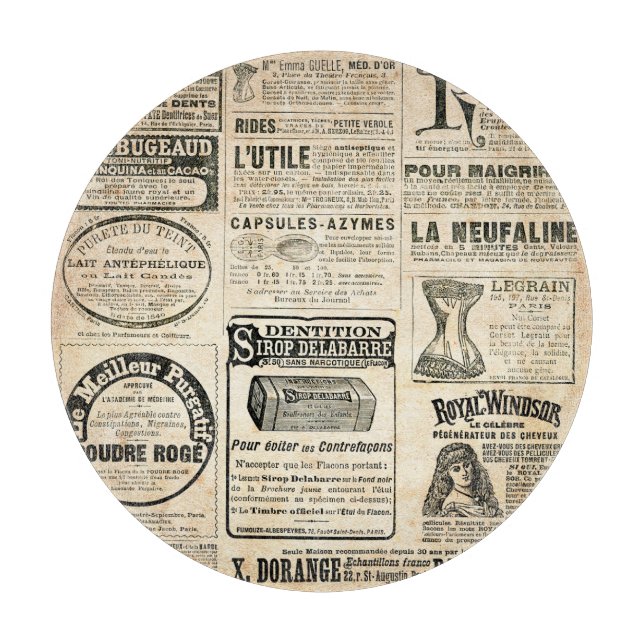 1897 French Newspaper Advertisement Cutting Board (Front)