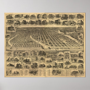 1897 Ocean Grove & Asbury Park, NJ Panoramic Map Poster
