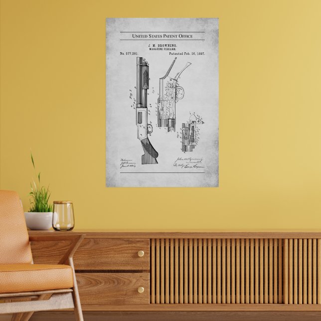 1897 US Patent 577281 - Pump Action Shotgun Poster (Living Room 2)