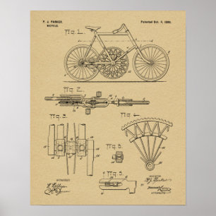 1898 Chainless Gear to Gear Bicycle Patent Print