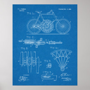 1898 Chainless Gear to Gear Bicycle Patent Print