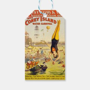 1898 Coney Island Sideshow Poster Gift Tags