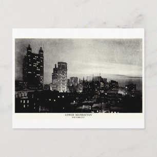 1898 Lower Manhattan at dusk Postcard