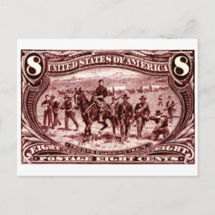 1898 Troops Guarding Wagon Train Postcard