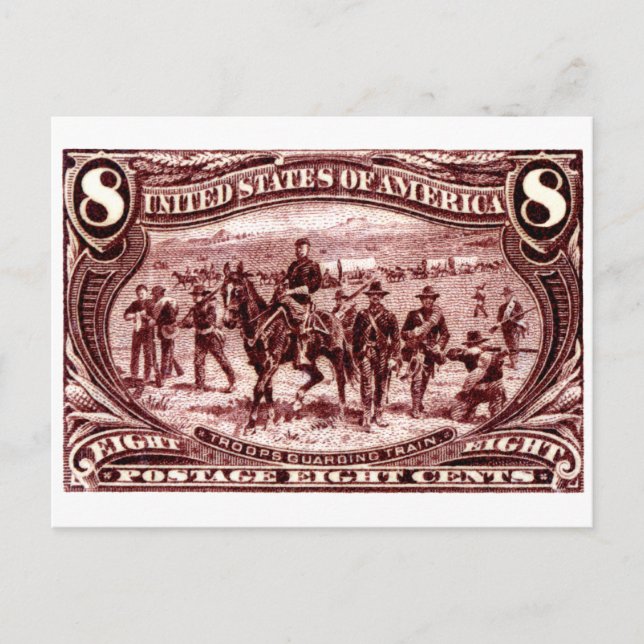 1898 Troops Guarding Wagon Train Postcard (Front)