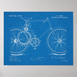 1899 Bicycle Gear Patent Art Drawing Print