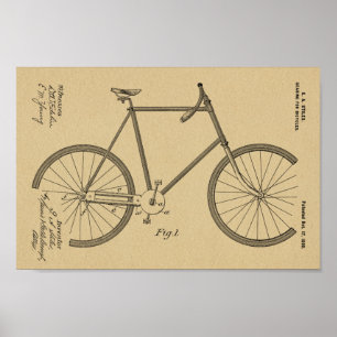 1899 Bicycle Gearing Patent Art Drawing Print