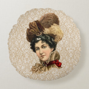 1899 Hat for Ladies #11 (Victorian era) Round Cushion