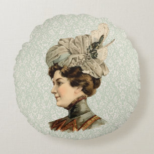 1899 Hat for Ladies #12 (Victorian era) Round Cushion