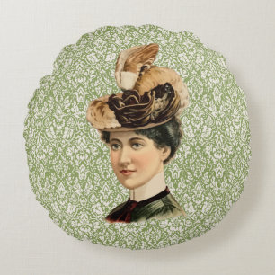 1899 Hat for Ladies #4 (Victorian era) Round Cushion