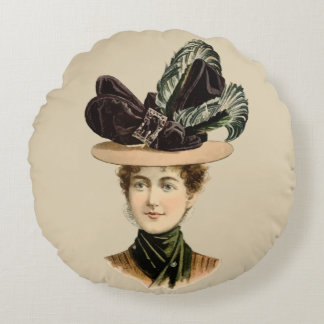 1899 Hat for Ladies #7 (Victorian era) Round Cushion