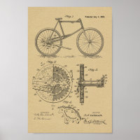 1899 Lever Propelled Bicycle Patent Art Print