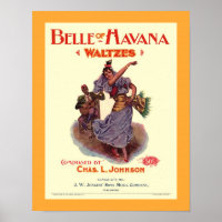 1899 Old Sheet Music Cover Copy BELLE OF HAVANA