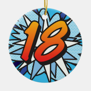 18 Birthday Fun Retro Comic Book Ceramic Ornament