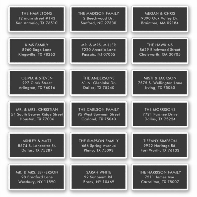 18 Black Guest Recipient Name Address Shipping  (Front)