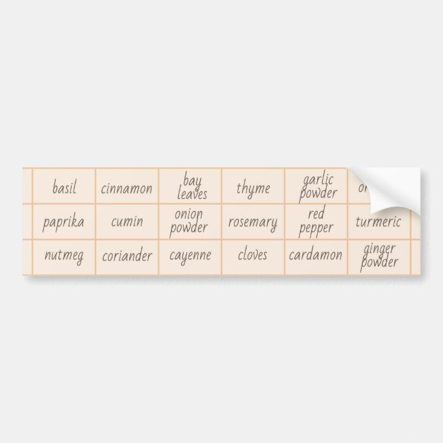 18 Customisable Kitchen Spice Sticker Labels (Front)