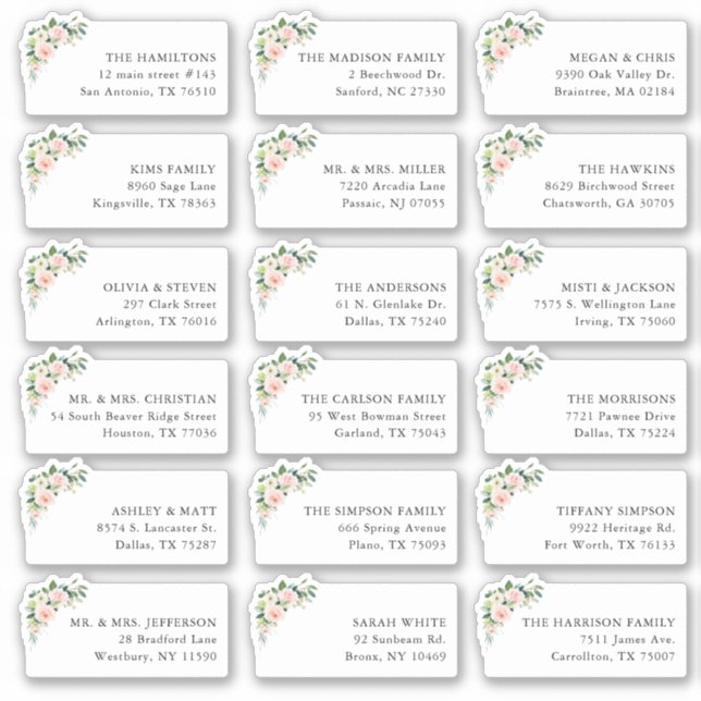 18 Floral Wedding Invitation Shipping Address (Front)
