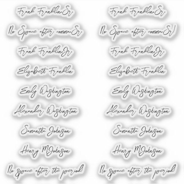 18 Guest Names Handwriting Style Script (Front)
