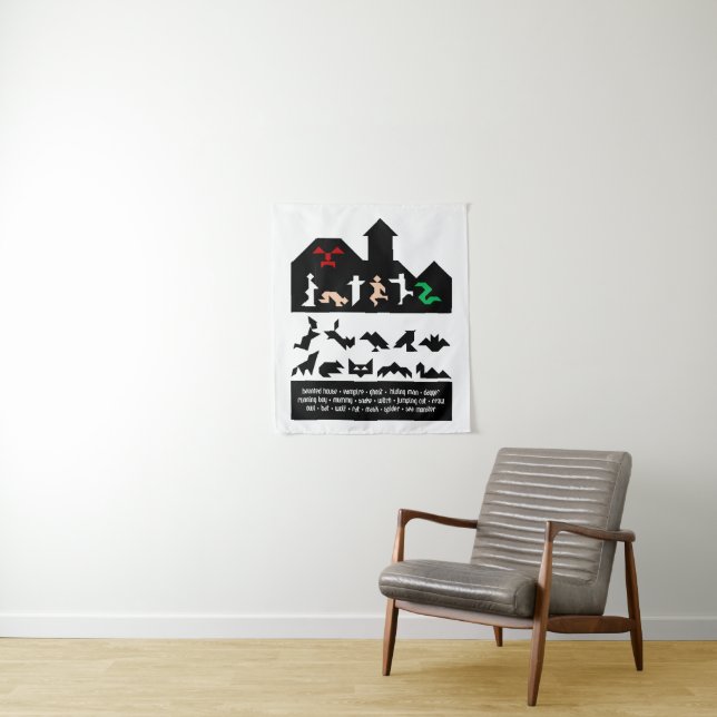 18 Halloween Tangram Images Tapestry (In Situ)