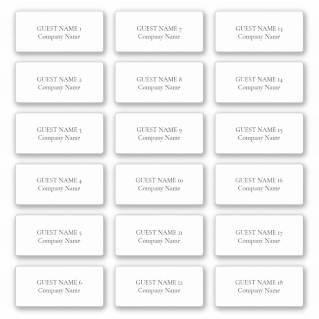 18 Individual Guest Name and Company Business (Front)