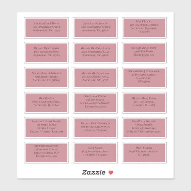18 Individual Recipient Name Address Dusty Rose (Sheet)