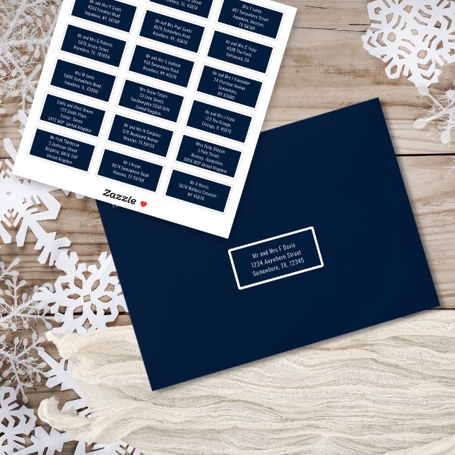 18 Individual Recipient Name Address Navy White (Handy Sheets of 18 recipients names and addresses. Easy to personalise.)