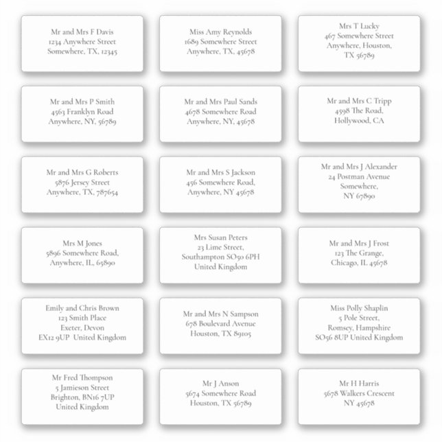 18 Individual Recipient Name Address Shipping (Front)