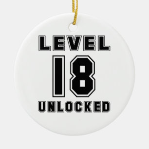 18 Level Unlocked Birthday Ceramic Ornament
