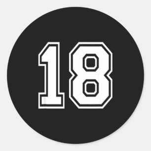 18 Number Eighteen Team Sports Graphic Matching Va Classic Round Sticker