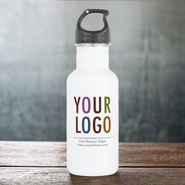 18 oz Personalised Water Bottle with Company Logo (MISOOK White Water Bottle with Logo)
