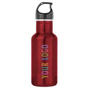 18 oz Stainless Red Water Bottle Business Logo