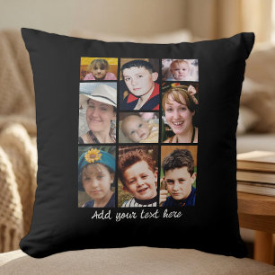 18 photo collage add text black cushion
